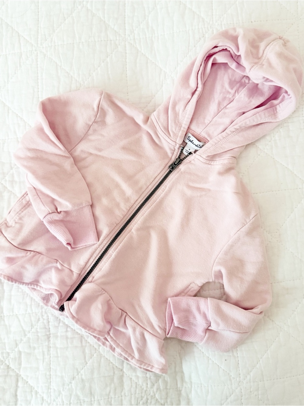 Splendid Pastel Pink Ruffle Hooded Zip Jacket 3T